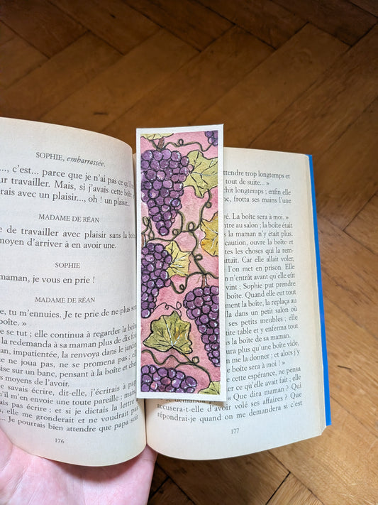 Original Grape Watercolor Bookmark | signed reading art