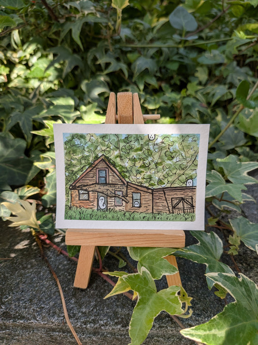 Abandoned House Ghosts Original Signed ACEO | spooky building