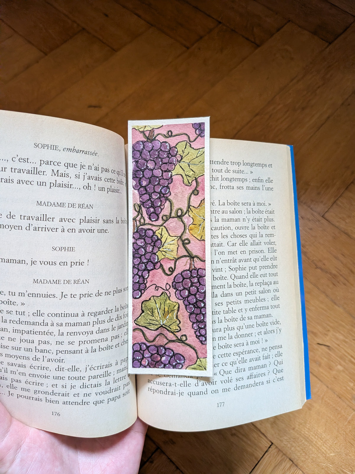 Original Grape Watercolor Bookmark | signed reading art