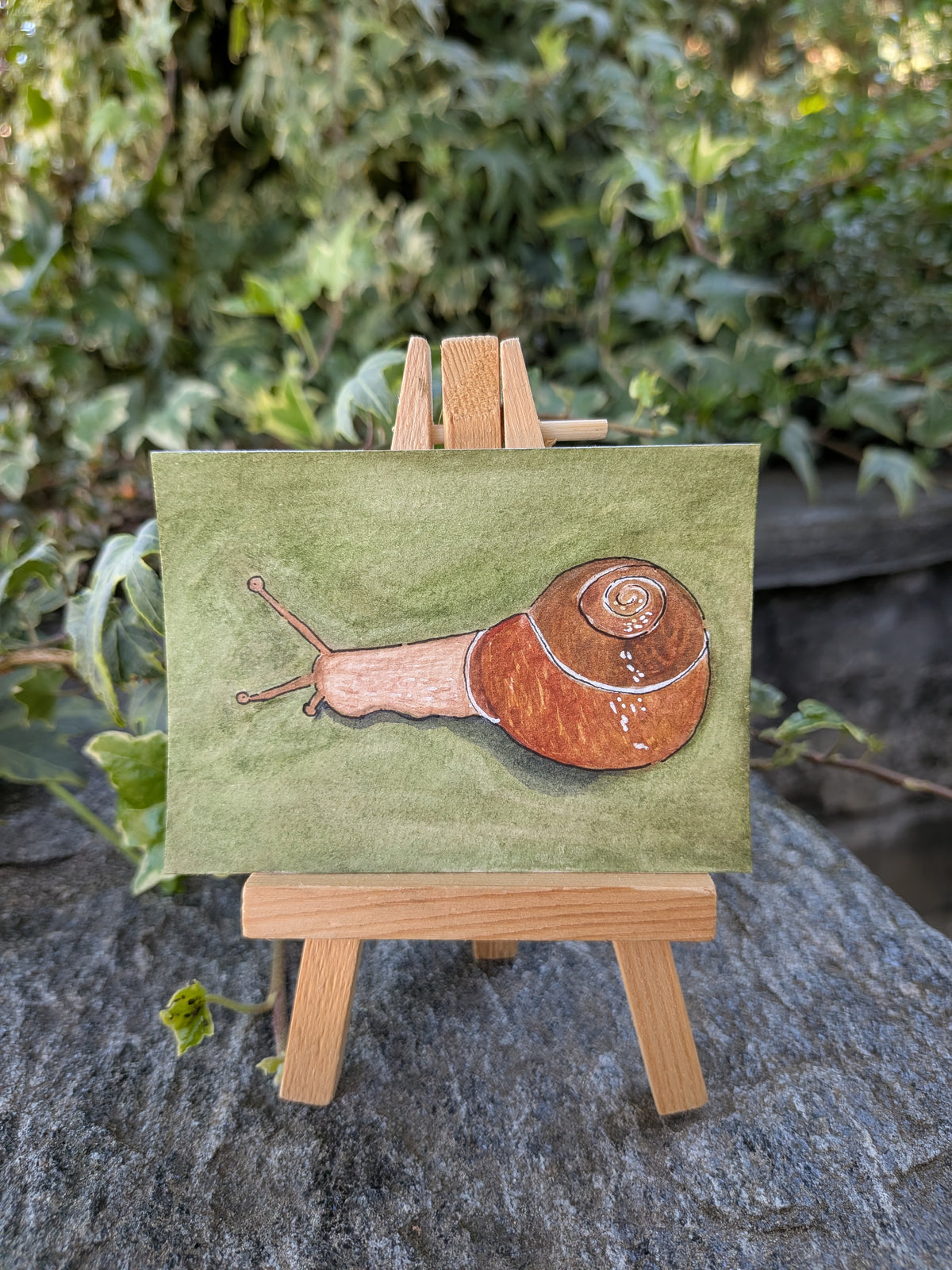 Schnecke Original ACEO | fantastisches Waldtier
