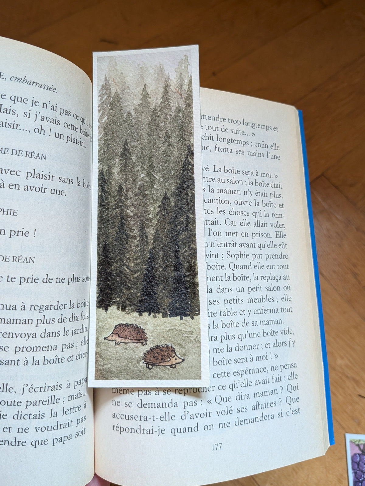 Original Misty Forest Hedgehog Watercolor Bookmark | signed reading art